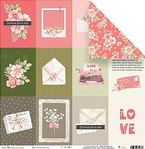 Papel Para Scrapbook - Coleção Cartas Para Você - Cartas Para Ela Juju Scrapbook