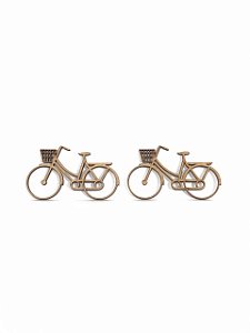 Aplique Laser MDF - Bicicleta Cesta Dianteira Roda Aberta - 8CM 2UN