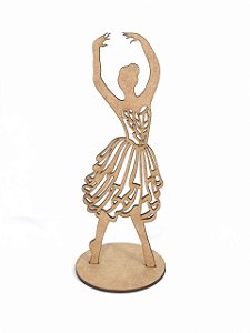 APLIQUE LASER MDF BAILARINA TRABALHADA C/MÃO ACIMA CABEÇA 25CM - 039592