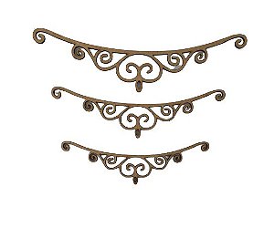 Aplique Laser MDF - Arabesco Tiara 3 peças   10/12/15cm