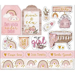 Apliques Recortados Em Papel - Boho Baby Girl - LDCH-011 - Die Cuts