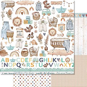 Papel Para Scrapbook 30,5 Cm X 30,5 Cm - Boho Baby Boy SD-1214