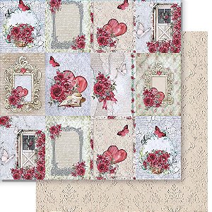 Papel Para Scrapbook 30,5 Cm X 30,5 Cm - Coleção Red Roses -SD-1243