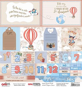 Papel Para Scrapbook Opadecor 30,5x30,5 - By Gabi Paoletti - Infantil - Volta ao Mundo 3 - 3247