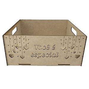 Cesto MDF Trabalhado Você é Especial Com Alça 25x25x11 cm