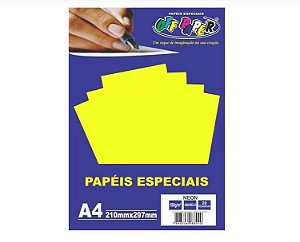 Papel Neon Amarelo 180g Com 20 Folhas Off Paper