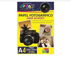 Papel Fotográfico High Glossy A4 180gr 50 Folhas Off Paper
