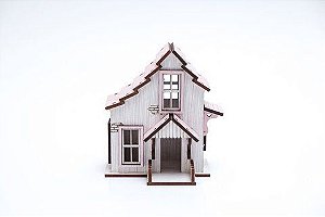 Casa Suculenta Antiga Branco e Rosa 8x8x9,5 Cm