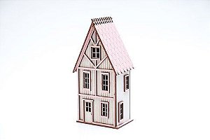 Casa Suculenta 3 Andares Branco e Rosa 9x6x19 Cm