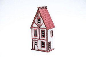 Casa Suculenta 3 Andares Branco e Vermelho 9x6x19 Cm