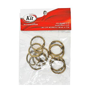 Kit Com 10 Argolas Articulada Ouro Velho 25mm P/ Encadernação Kit