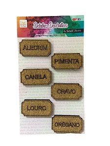 Cartela Placa Cortiça 4x2,5 cm 6 Palavras Kit N3 Cozinha