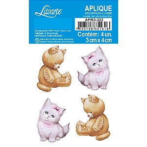 Aplique em Papel e MDF - Coleção Mon Monde Rose Bleu – Gatinha E Ursinho APM3-323