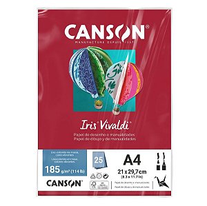 Papel Canson Iris Vivaldi Vermelho Escuro com 25 Folhas A4 185g - 66661512
