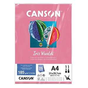 Papel Canson Iris Vivaldi Rosa Claro com 25 Folhas A4 185g - 66661508