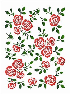 Stencil Opa 15x20 - 3431 - Estamparia Floral Rosas
