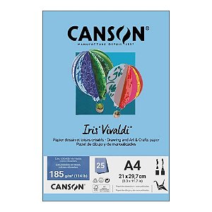 Papel Canson Iris Vivaldi Azul Claro Com 25 Folhas A4 185g - 66661517