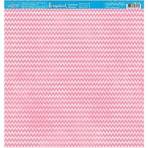 Papel Para Scrapbook Dupla Face 30,5 cm x 30,5 cm - SBB-139 - Estampas Básicas - Chevron Rosa