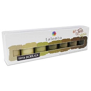 Kit de Tinta Acrílica Talento Tons de Sépia 7 Cores de 37 ml