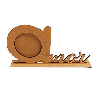 APLIQUE LASER MDF PORTA FOTO AMOR 20CM C/BASE - 072579