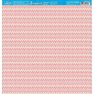 Papel Para Scrapbook Dupla Face 30,5 cm x 30,5 cm - SBB-087 - Estampas Básicas - Chevron Rosa