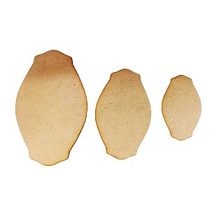 Aplique MDF Placa Oval Trabalhada 8/11/14cm 3un - 045326