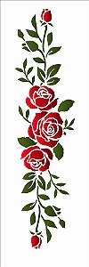 Stencil Opa 10x30 - Flores Rosas 3 - OPA 3463