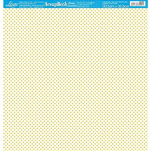 Papel para Scrapbook Essencial SE-007 Poá Branco e Amarelo