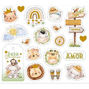 Die Cuts Apliques Recortados em Papel Litoarte LDCH-021 Coleção Meu Safari