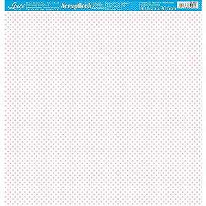 Papel Para Scrapbook Dupla Face 30,5x30,5 cm - Litoarte - SE-002 - Poá Branco e Rosa