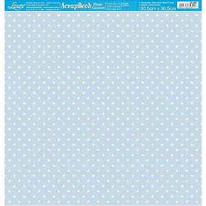 Papel Para Scrapbook Dupla Face 30,5x30,5 cm - Litoarte - SE-008 - Estrelinhas Azul e Branco