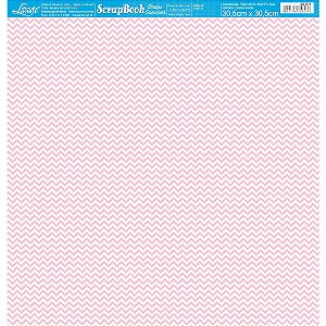 Papel Para Scrapbook Dupla Face 30,5x30,5 cm - Litoarte - SE-011 - Chevron Branco e Rosa