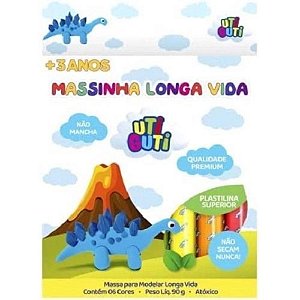 Massinha Longa Vida Plastilina Com 6 Cores 90g - Uti Guti