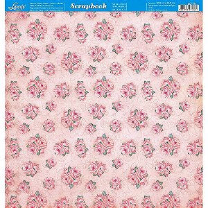 Papel Para Scrapbook Dupla Face 30,5 cm x 30,5 cm - SD-771 - Rosas E Arabescos III