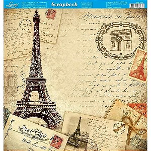 Papel Para Scrapbook Dupla Face 30,5 cm x 30,5 cm - SD-790 - França Vintage