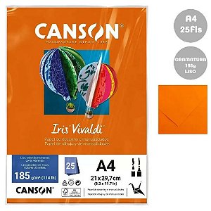 Papel Canson Iris Vivaldi Laranja 25 Folhas A4 185g