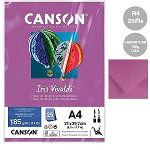 Papel Canson Iris Vivaldi Malva 25 Folhas A4 185g