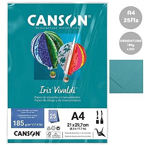 Papel Canson Iris Vivaldi Mar Caribe 25 Folhas A4 185g
