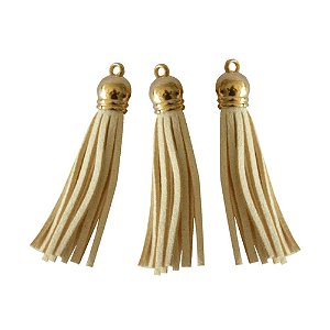 Pingente Tassel De Camurça 5 cm MF-47 Bege 8 Un - KIT