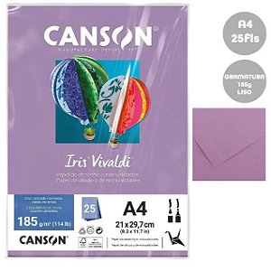 Papel Canson Iris Vivaldi Lilás Com 25 Folhas A4 185g - 66661514