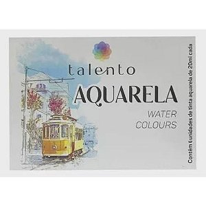 Kit de Tinta Aquarela Talento Water Colours 6 Cores de 20ml