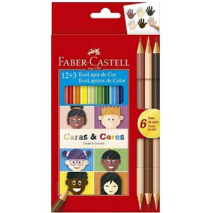 Lápis Faber Castell Caras e Cores  12 Cores + 6 Tons De Pele