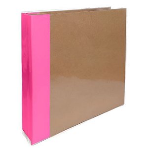 Álbum D-Ring 21x15cm Scrap Momentos/Snap/Project Life Pink e Kraft