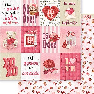 Papel Para Scrapbook 30,5 Cm X 30,5 Cm Litoarte -Coleção Amor Infinito - Tags - SD-1305
