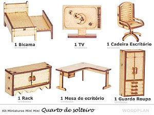 Kit De Miniaturas Quarto De Solteiro K2001 Brinquedo Infantil