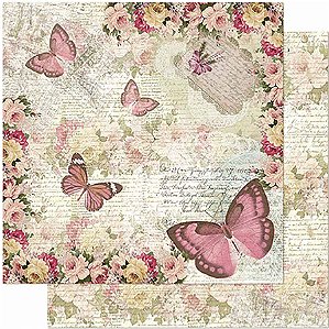 Papel Para Scrapbook Dupla Face 30,5 cm x 30,5 cm - SD-964 - Borboletas E Flores