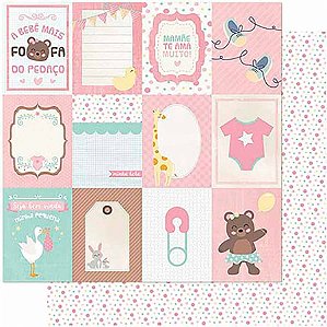 Papel Para Scrapbook Dupla Face 30,5 cm x 30,5 cm - SD-988 - Bebê Menina