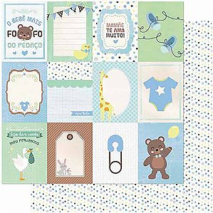 Papel Para Scrapbook Dupla Face 30,5 cm x 30,5 cm - SD-985 - Bebê Menino