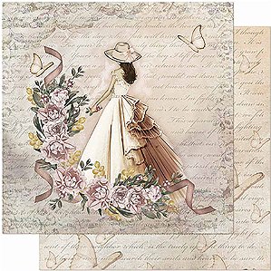 Papel Para Scrapbook Dupla Face 30,5 cm x 30,5 cm - SD-950 - Dama De Vestido