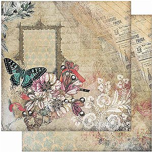 Papel Para Scrapbook Dupla Face 30,5 Cm X 30,5 Cm – Borboleta, Flores Vintage SD-942